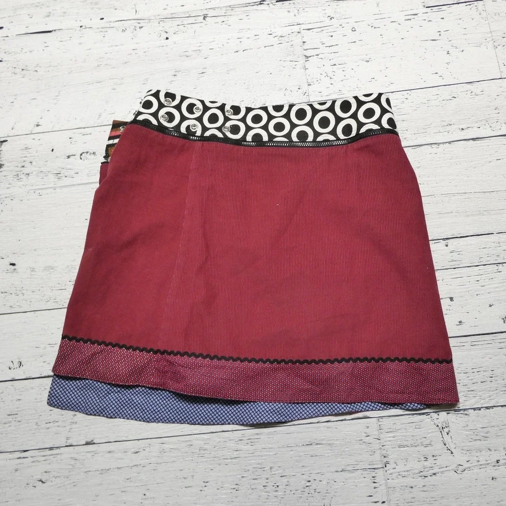 Zand Amsterdam Skirt Womens One Size Red Wrap Reversible Pocket Belt Boho
